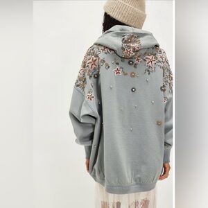 Free people glitter oversized hoodie